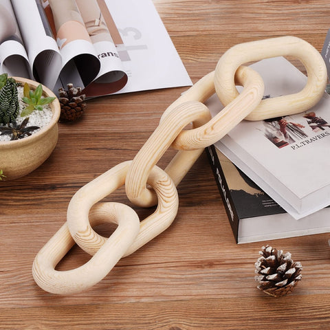 Hand Carved 5-Link Wooden Chain Ornament