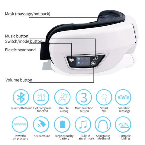 4D Eye Massager With Heat Smart Airbag Vibration